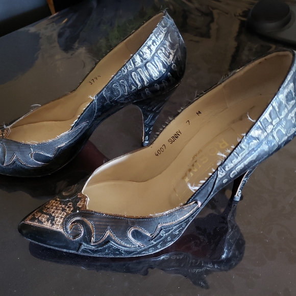Leather Italian Rosina Heel Shoes - Picture 1 of 4